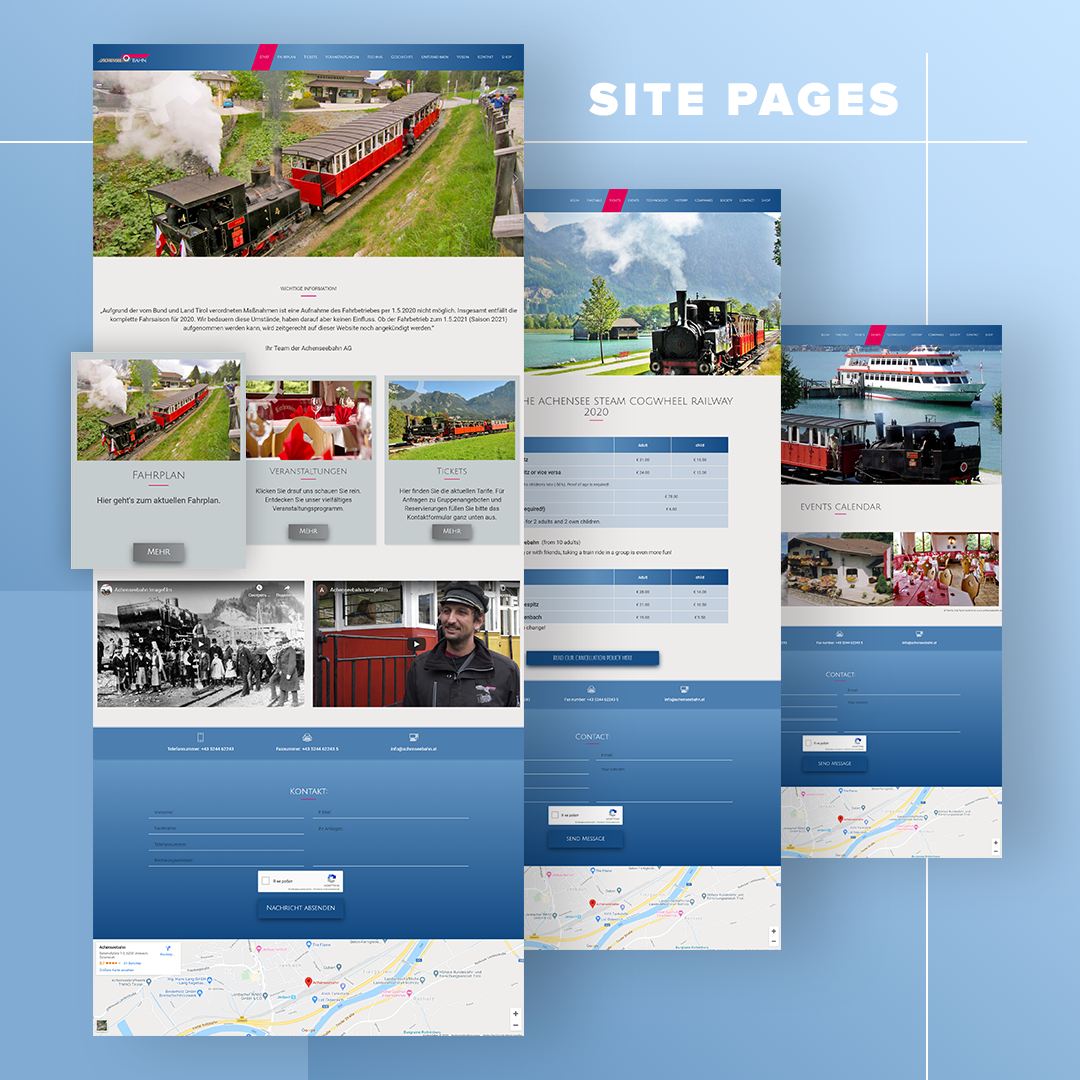 Präsentation einer Website - achenseebahn.at, die Barrierefreiheit Anwendungen nutzt
