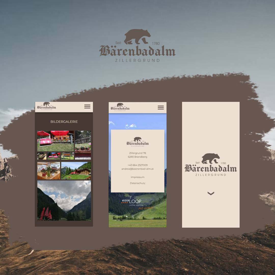 Präsentation einer Website - baerenbad-alm.at, die Barrierefreiheit Anwendungen nutzt