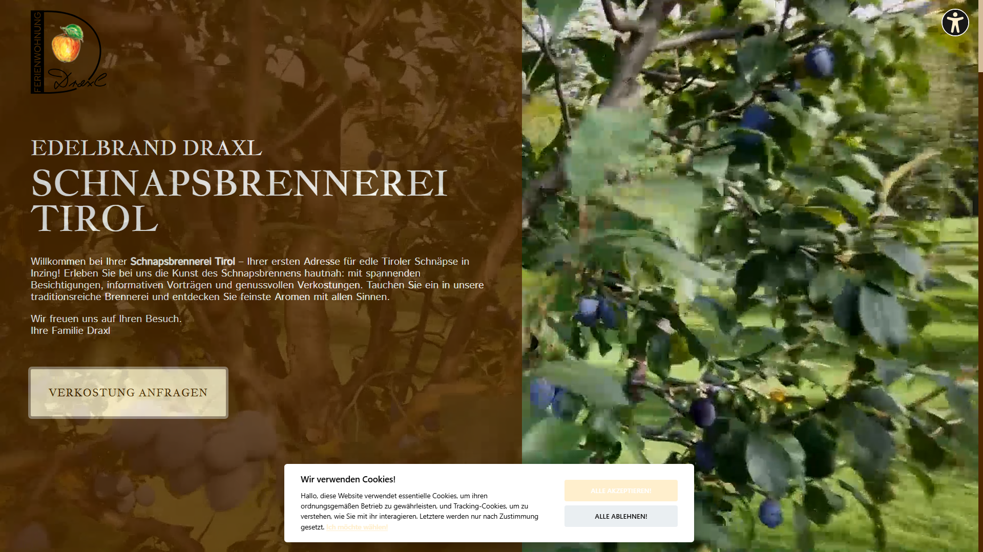 Präsentation einer Website - draxlschnaps.at, die Barrierefreiheit Anwendungen nutzt