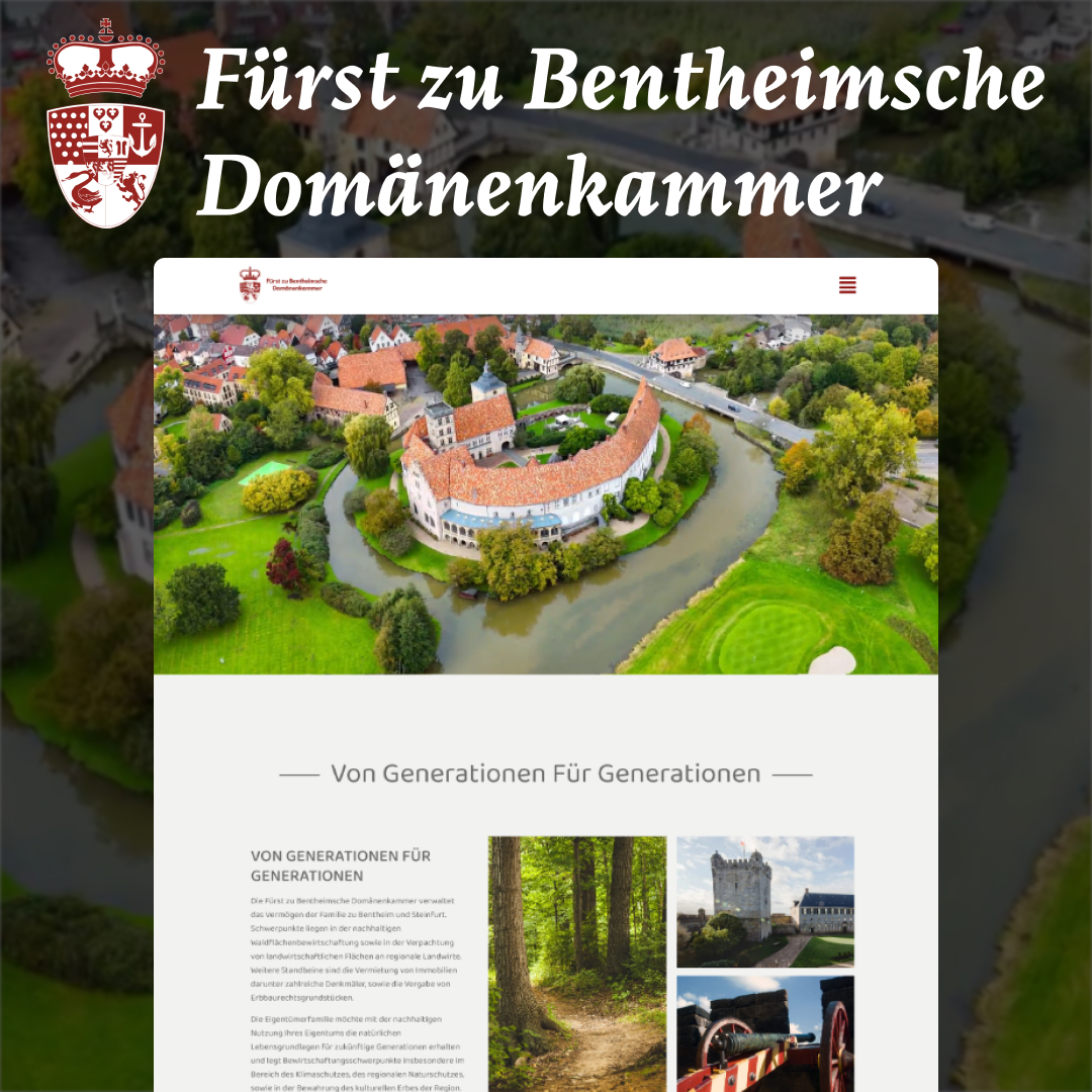 Präsentation einer Website - fuerstbentheim.de, die Barrierefreiheit Anwendungen nutzt