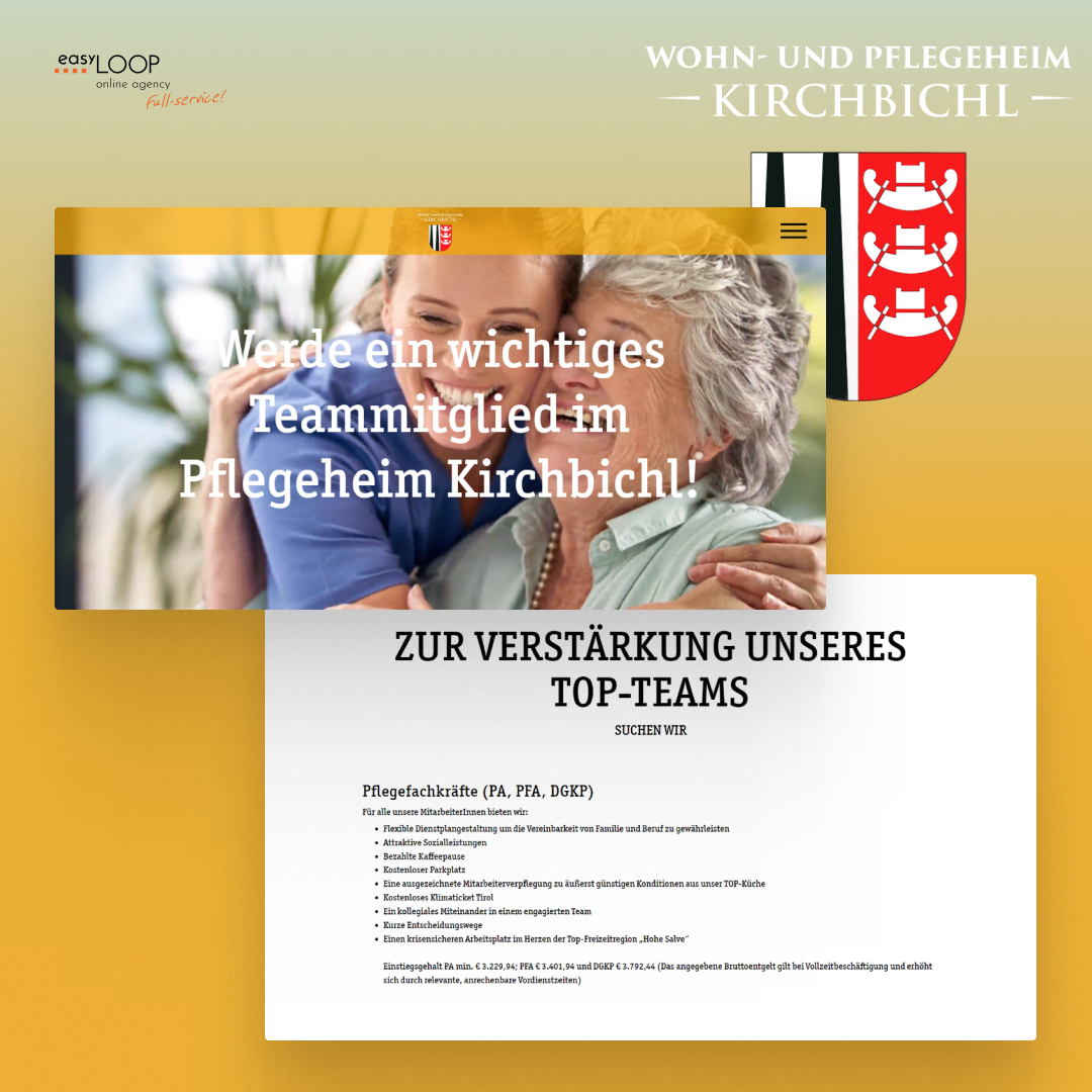 Präsentation einer Website - pflegejobs.heim-kirchbichl.at, die Barrierefreiheit Anwendungen nutzt