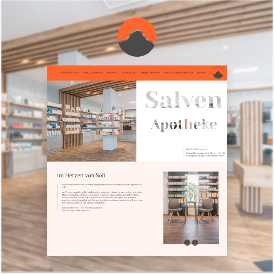 Präsentation einer Website - salven-apotheke.at, die Barrierefreiheit Anwendungen nutzt